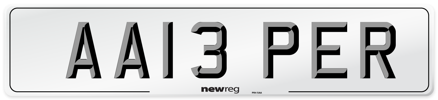 AA13 PER Number Plate from New Reg